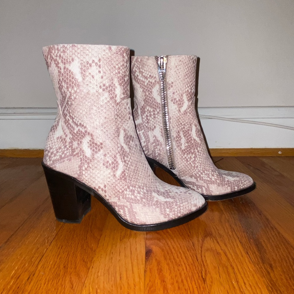 White snake skin boots